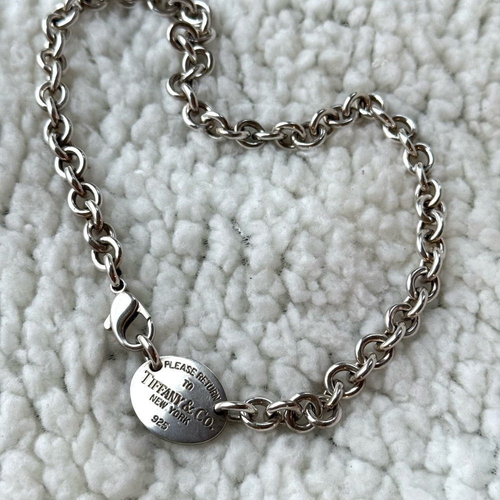 Tiffany & Co. Silver Chain Link Necklace with Charm